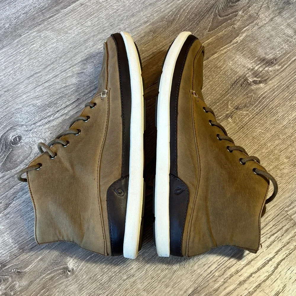 OluKai Nalukai Kapa Boot Mens 10 Fox Bone Textile Chukka Mid Shoes 10377-1319